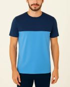 Camiseta com Recorte em Malha Premium Azul — foto 1