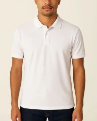 Camisa Polo Masculina Básica em Piquet Branca — foto 1