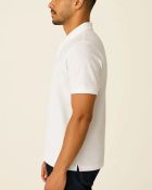 Camisa Polo Masculina Básica em Piquet Branca — foto 3