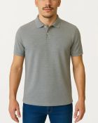 Camisa Polo Masculina Básica em Piquet Cinza Mescla — foto 1