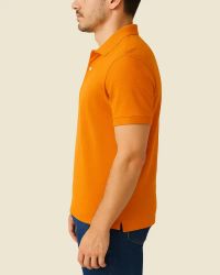 Camisa Polo Masculina Básica em Piquet Laranja — foto 3