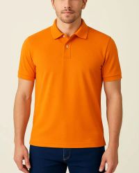 Camisa Polo Masculina Básica em Piquet Laranja — foto 1
