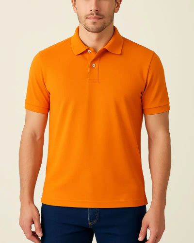 Camisa Polo Masculina Básica em Piquet - Laranja