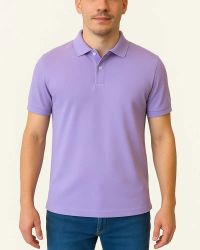 Camisa Polo Masculina Básica em Piquet Lilás — foto 1