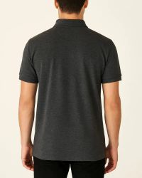 Camisa Polo Masculina Básica em Piquet Preto Mescla — foto 2