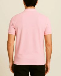 Camisa Polo Masculina Básica em Piquet Rosa Claro — foto 2