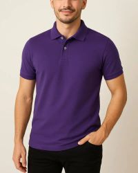 Camisa Polo Masculina Básica em Piquet Roxa — foto 1