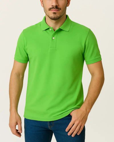 Camisa Polo Masculina Básica em Piquet - Verde Limão
