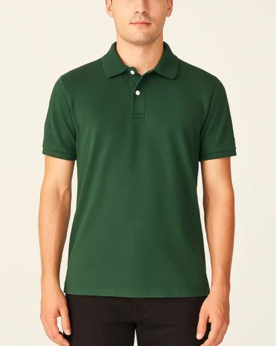 Camisa Polo Masculina Básica em Piquet - Verde Musgo