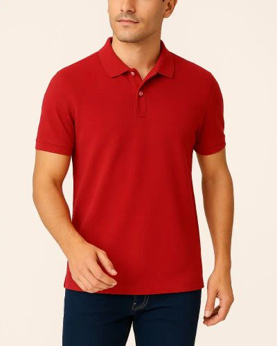 Camisa Polo Masculina Básica em Piquet - Vermelho