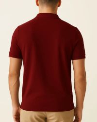 Camisa Polo Masculina Básica em Piquet Vinho — foto 2