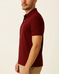 Camisa Polo Masculina Básica em Piquet Vinho — foto 3