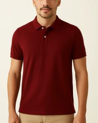 Camisa Polo Masculina Básica em Piquet Vinho — foto 1