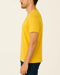 Camiseta Masculina Básica 100% Algodão Amarela — foto 3