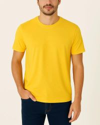 Camiseta Masculina Básica 100% Algodão Amarela — foto 1