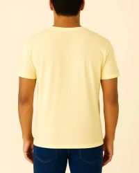 Camiseta Masculina Básica 100% Algodão Amarelo Claro — foto 2