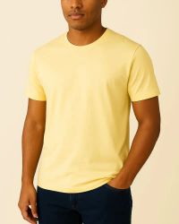 Camiseta Masculina Básica 100% Algodão Amarelo Claro — foto 1