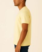 Camiseta Masculina Básica 100% Algodão Amarelo Claro — foto 3