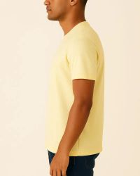 Camiseta Masculina Básica 100% Algodão Amarelo Claro — foto 3