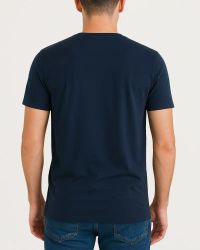 Camiseta Masculina Básica 100% Algodão Azul Marinho — foto 2