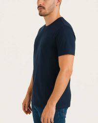 Camiseta Masculina Básica 100% Algodão Azul Marinho — foto 3
