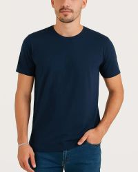 Camiseta Masculina Básica 100% Algodão Azul Marinho — foto 1