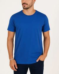 Camiseta Masculina Básica 100% Algodão Azul Royal — foto 1