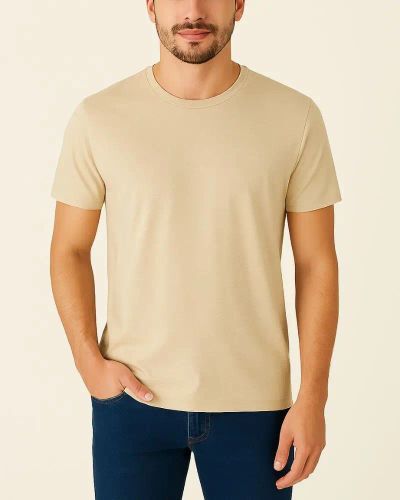 Camiseta Masculina Básica 100% Algodão - Bege