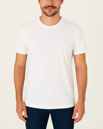 Camiseta Masculina Básica 100% Algodão — Branca