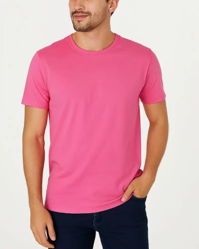 Camiseta Masculina Básica 100% Algodão — Pink