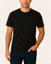 Camiseta Masculina Básica 100% Algodão Preta — foto 1