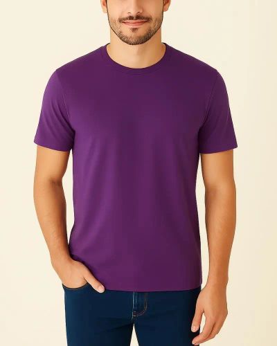 Camiseta Masculina Básica 100% Algodão - Roxo