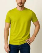Camiseta Masculina Básica 100% Algodão Verde Limão — foto 1