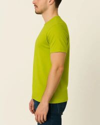 Camiseta Masculina Básica 100% Algodão Verde Limão — foto 3