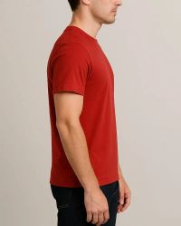 Camiseta Masculina Básica 100% Algodão Vermelha — foto 3