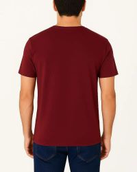 Camiseta Masculina Básica 100% Algodão Vinho — foto 2
